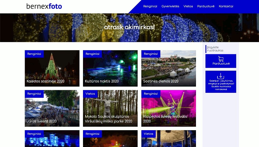 Bernex Foto projekto puslapio ekrano nuotrauka