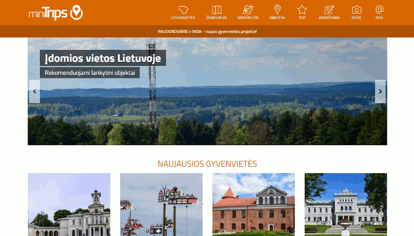 Minitrips.lt project website screenshot